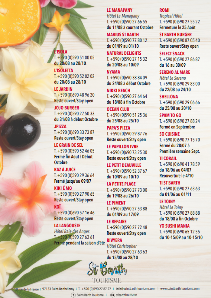 Restaurants in St Barth